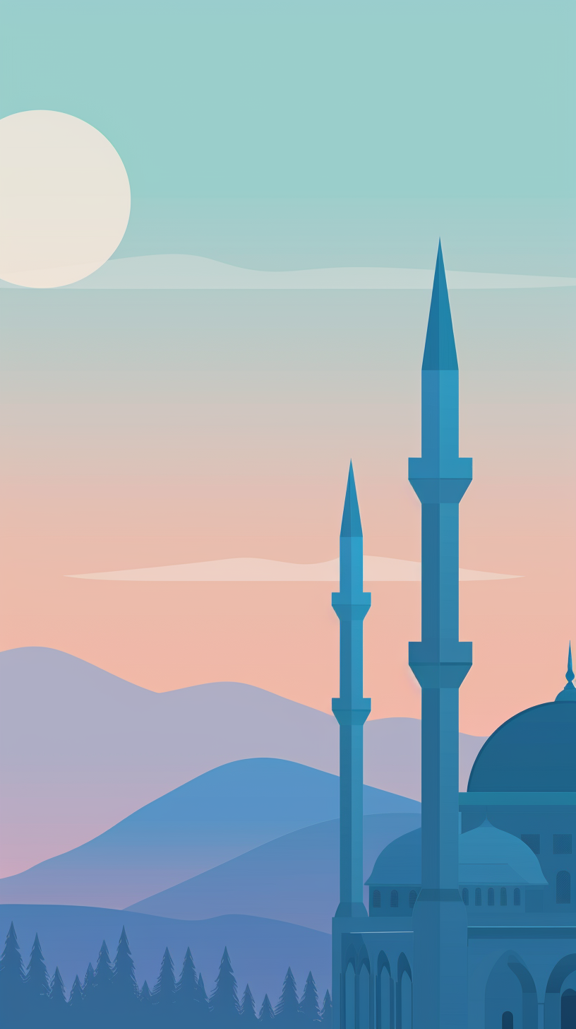Mosque Minarets In The Mountains [11x17" Poster]