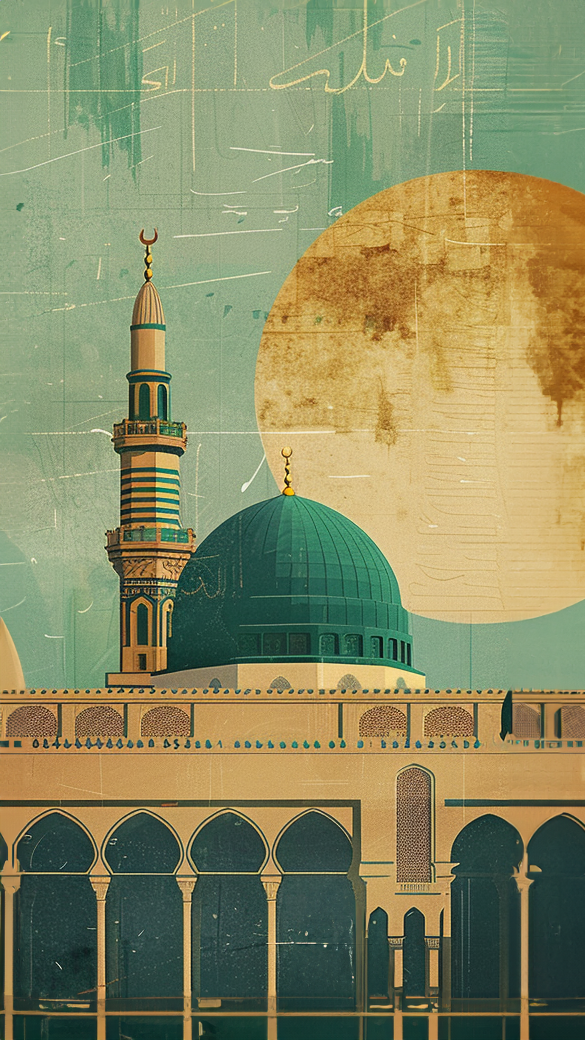 Retro Masjid Al-Nabawi [11x17" Poster]